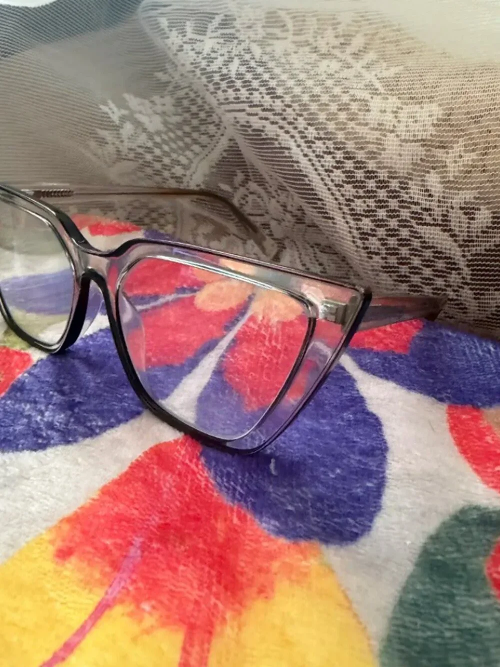Anthropologie Smoke Gray Oversized Cat Eye Reading Glasses 2.5